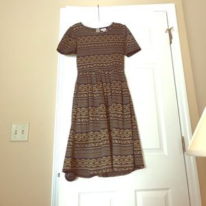 Medium lularoe amelia navy and mustard