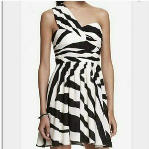 Express One-shoulder Zebra print Dress