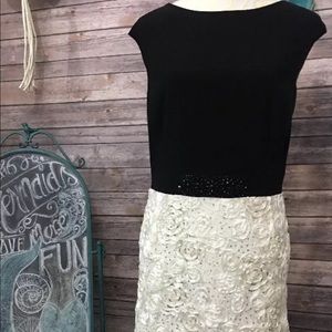 NWT Alex Evenings Black Ivory Ball Gown Sz 22W