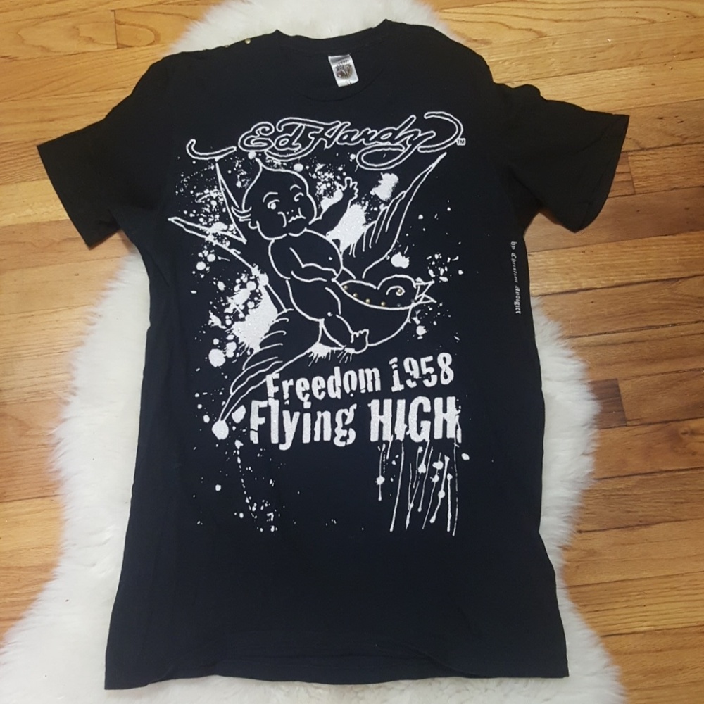 Ed Hardy embossed and studded Tshirt