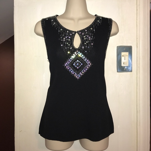 Dress Barn Beaded Sweater Tank M - Picture 2 of 7