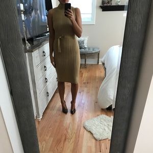Camel colored Knit Midi Dress