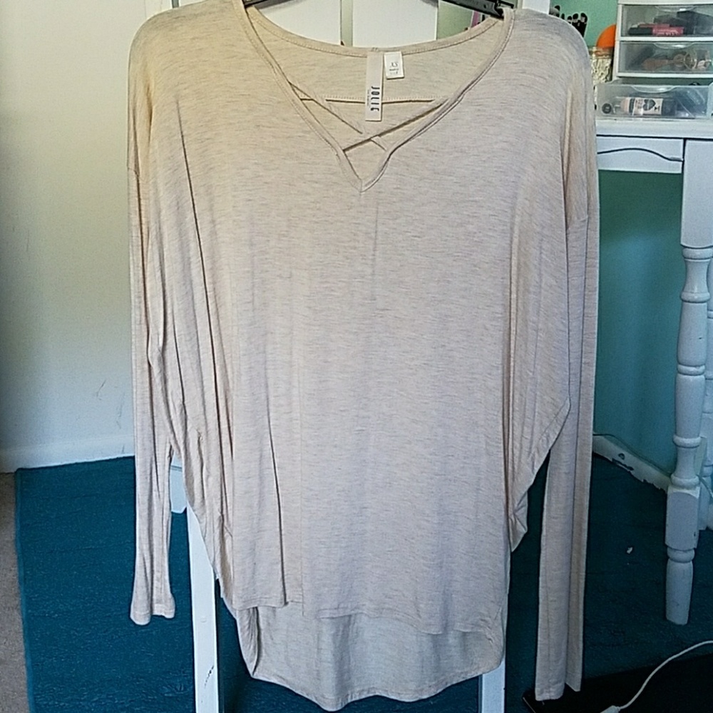 Long Sleeve Criss-Cross Front V-Neck Tee