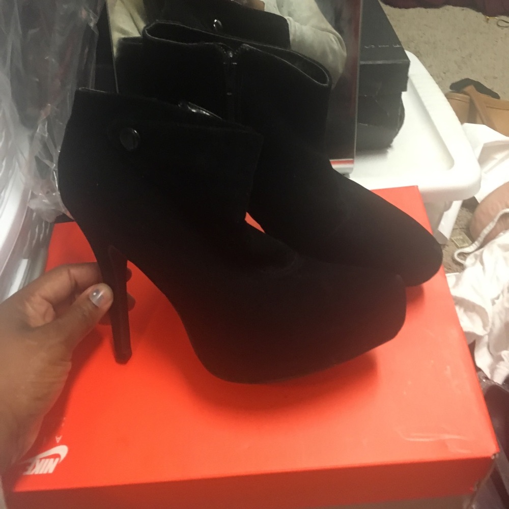 Black suede like booties