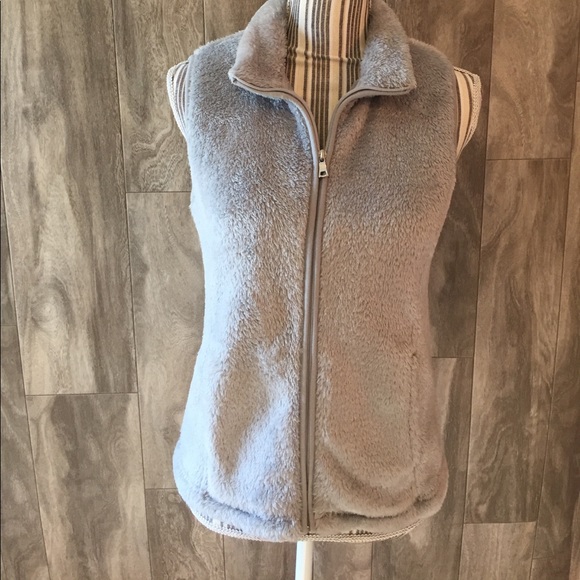 gray fuzzy vest