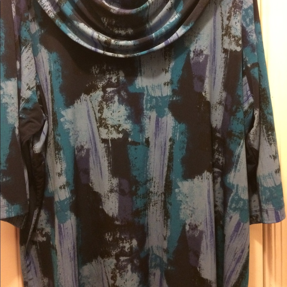 3-4 Sleeve Cowl Neck Blouse 2X