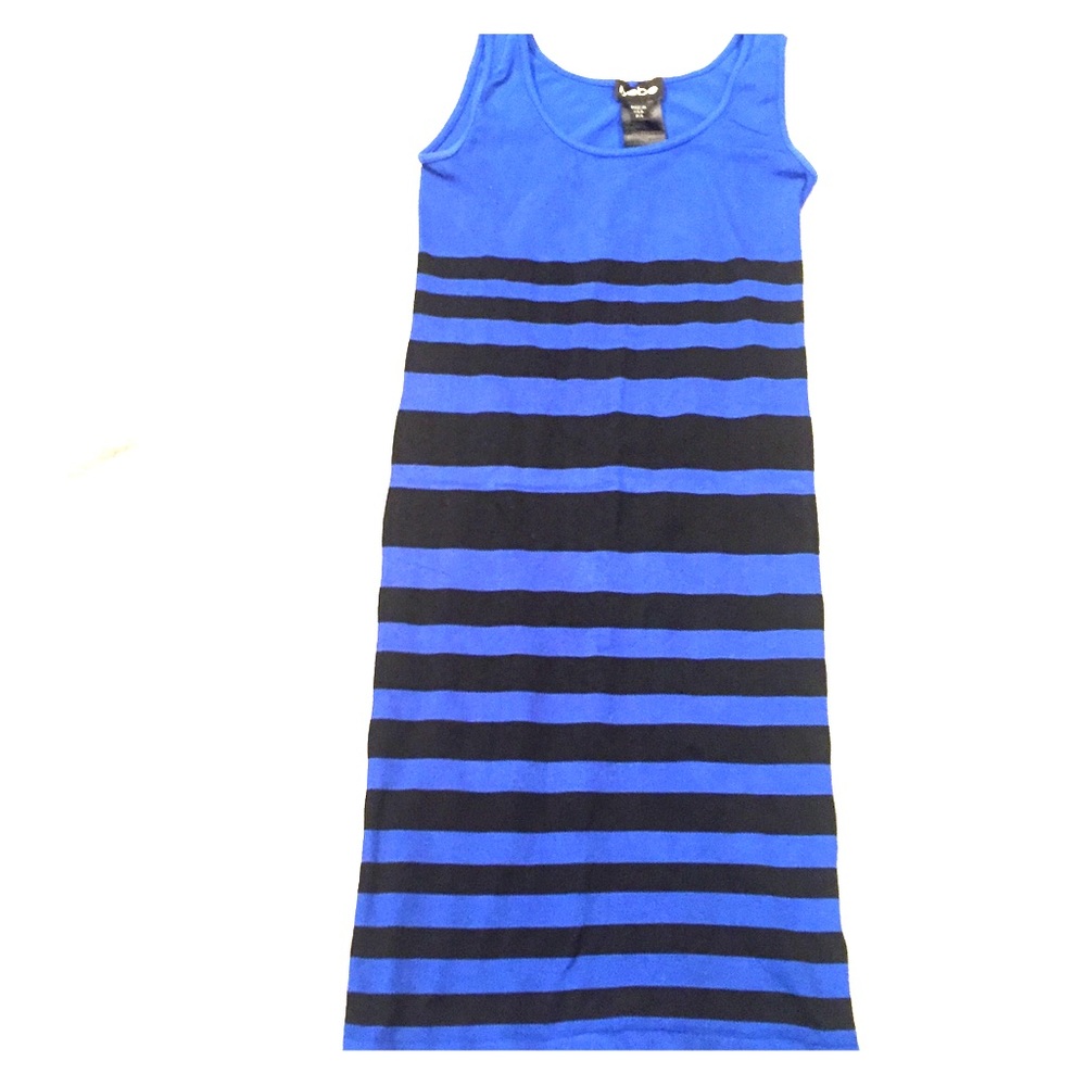 Bebe open back striped bodycon dress