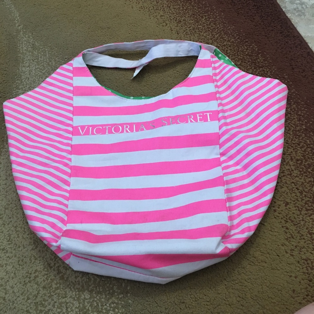 Pink and white striped tote bag never used