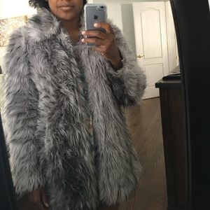 Dorothy Perkins Grey Faux Fur Coat