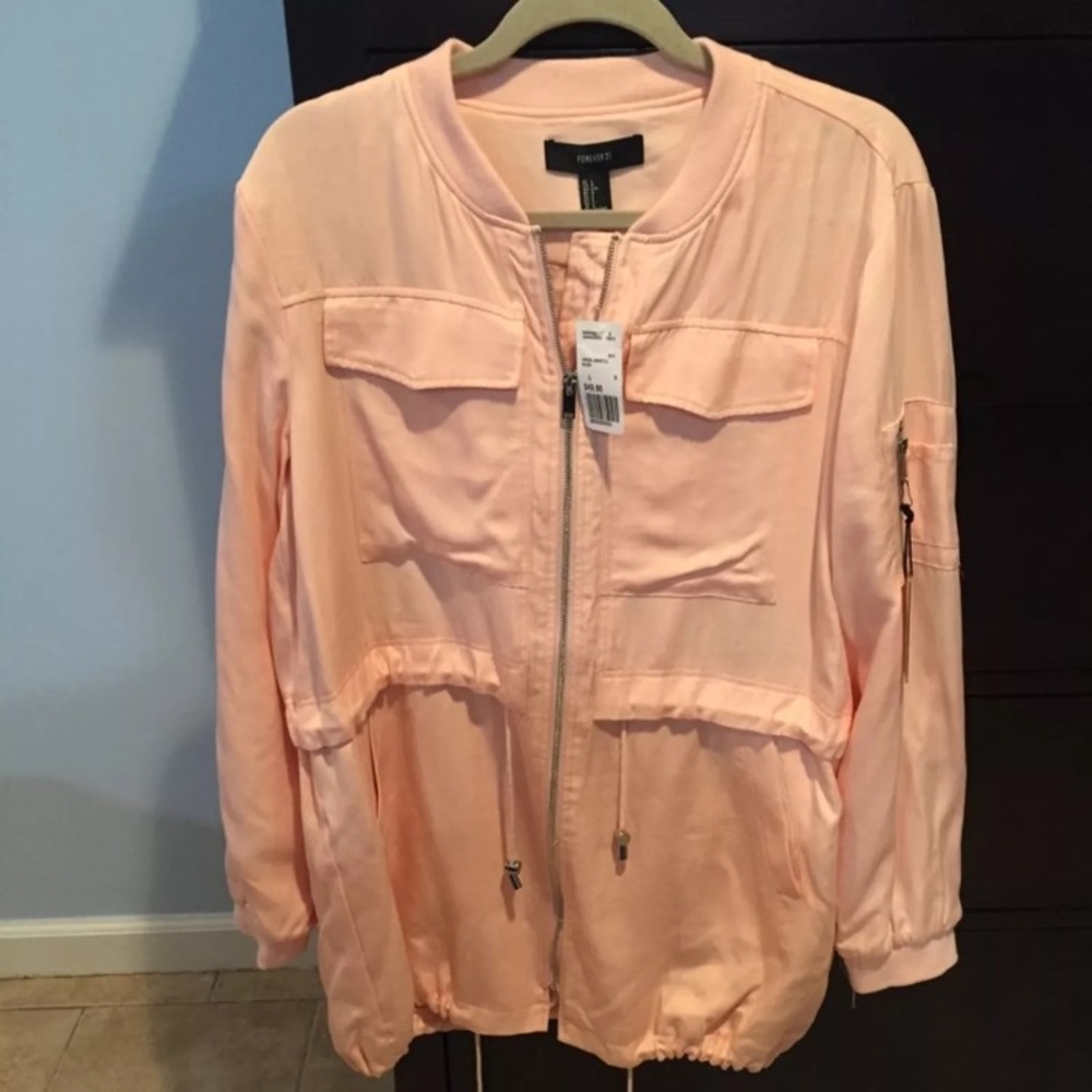 NWT Forever 21 Premium Utility Jacket Blush Large