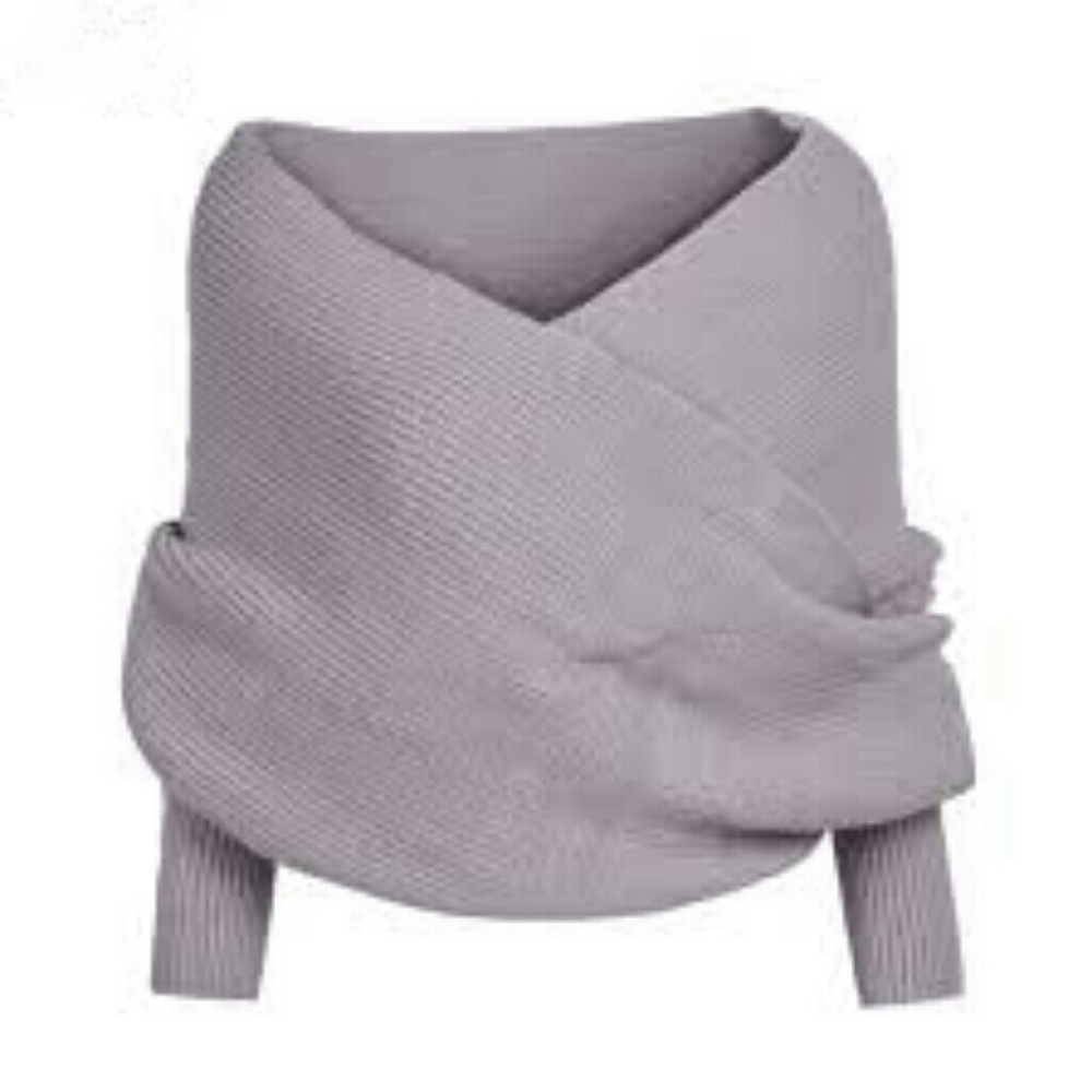 Gray off shoulder Wrap sweater