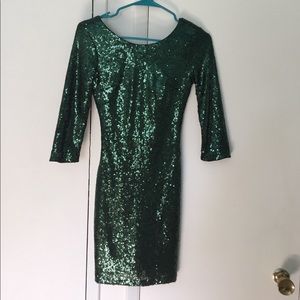 Lulu's Forest Green Sequin Mini Dress