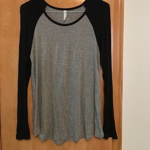 Black and grey long sleeve baseball tee