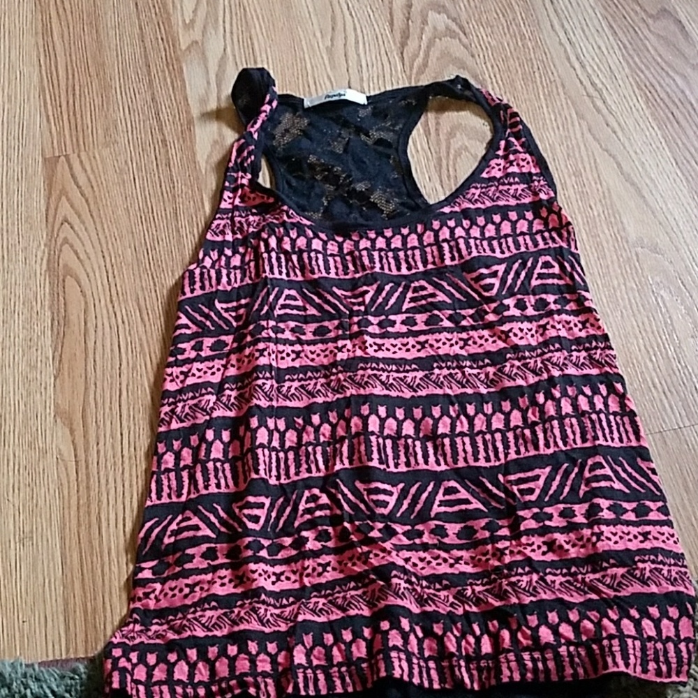 Pink and black papaya Aztec tank top