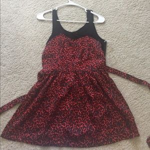 Red leopard print dress