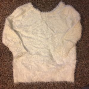 White fuzzy sweater!