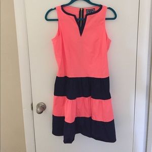 Coral and Navy Sun Dress