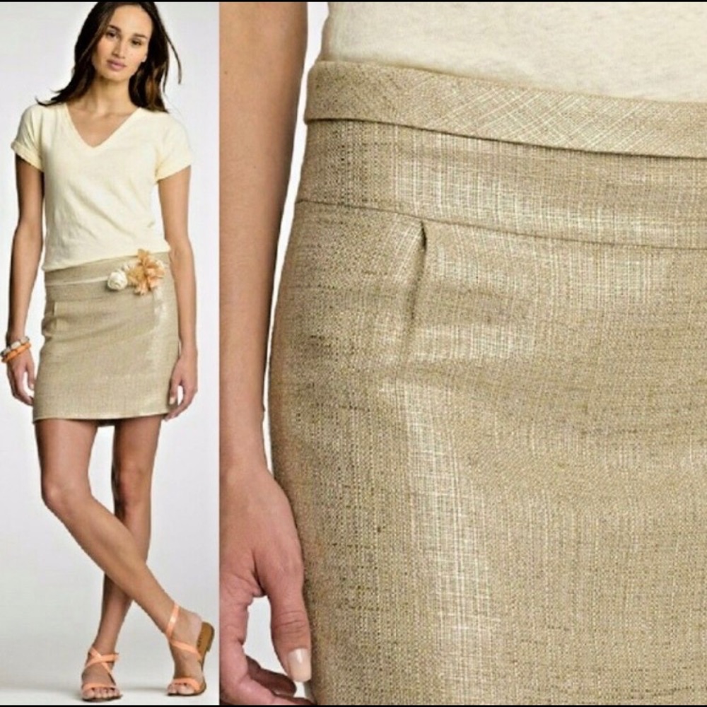 J. Crew Linen Tweed Mica Mini in Stone/Gold