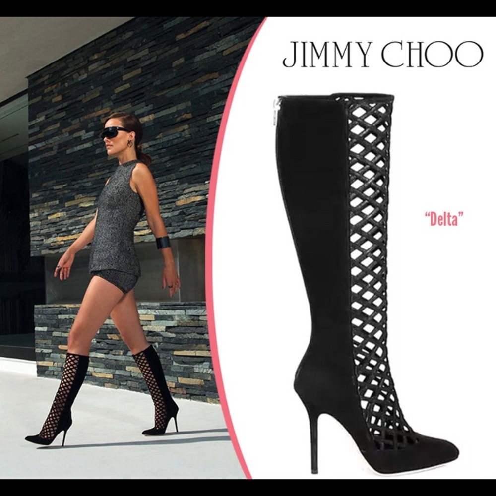 Jimmy Choo Delta Cutout Knee Boot w box fits 6.5 - Picture 1 of 8