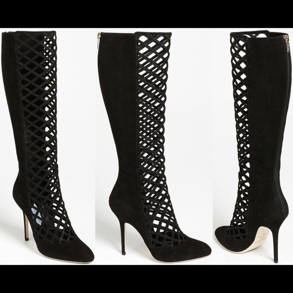 Jimmy Choo Delta Cutout Knee Boot w box fits 6.5 - Picture 2 of 8