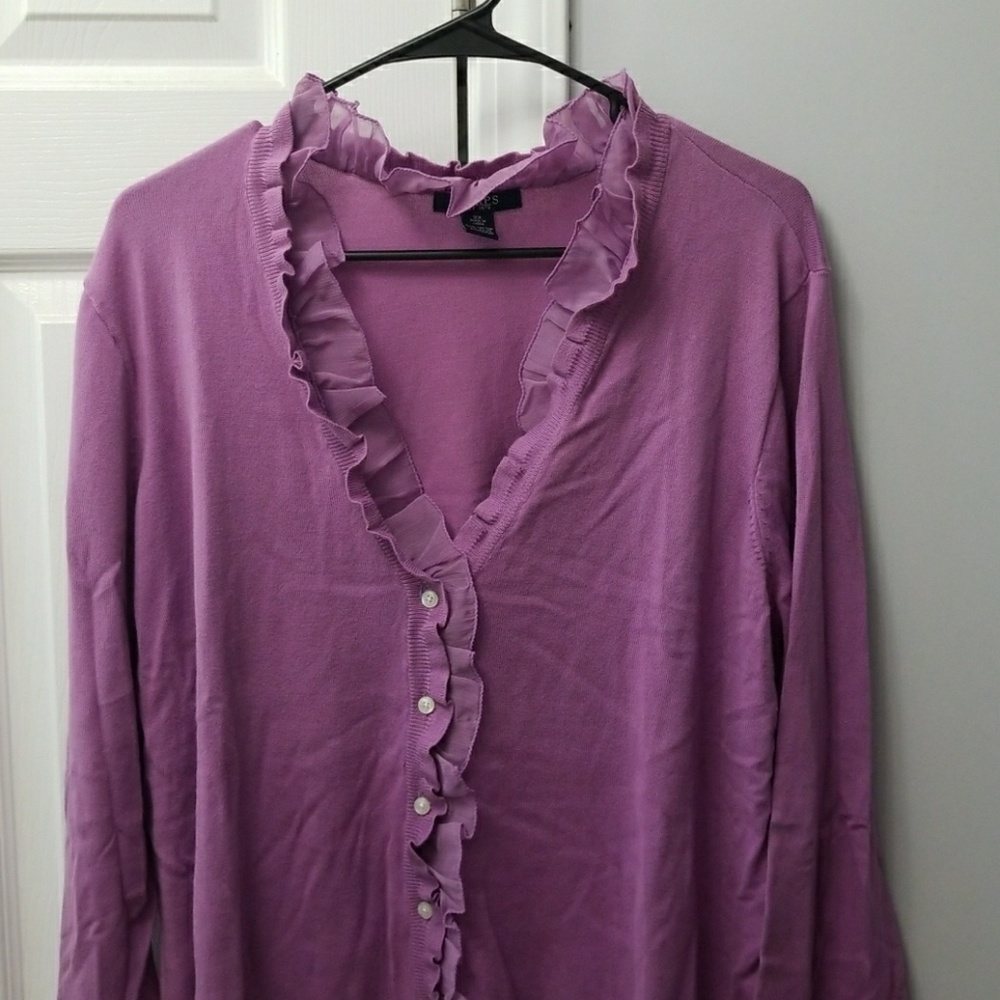 Purple ruffle cardigan