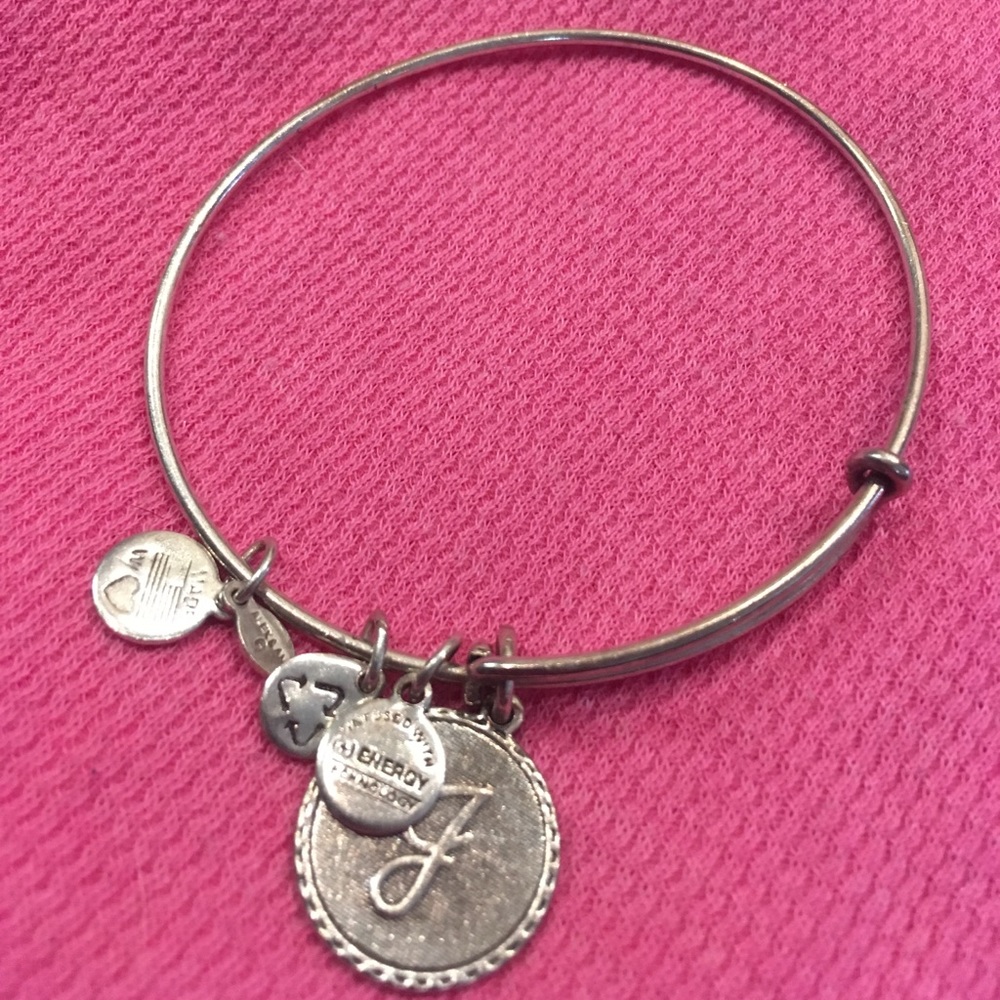 Alex and Ani Letter J Bangle Bracelet Silver