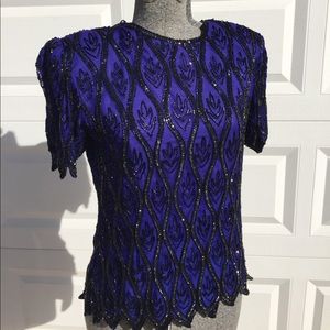 Royal blue with black beaded design