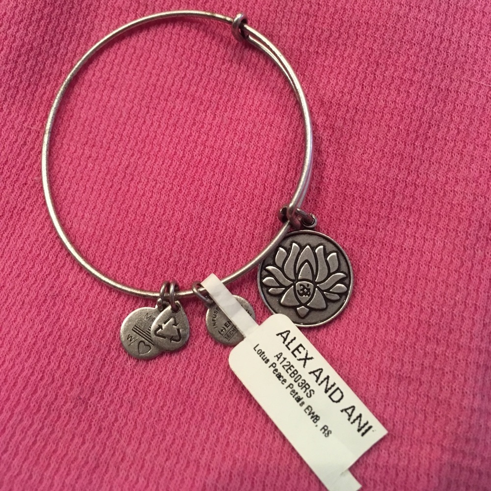 Alex & Ani Lotus Peace Pedals Bracelet Silver