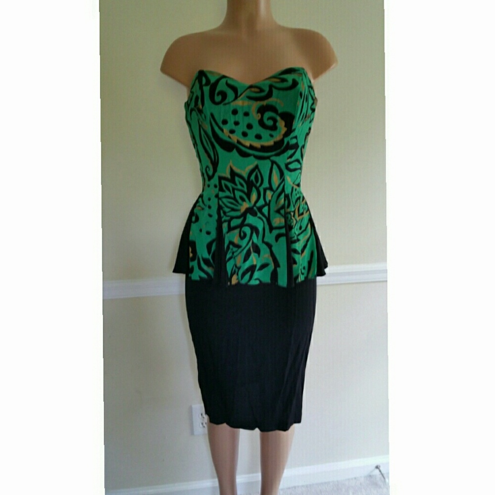 Vintage Strapless Peplum Dress
