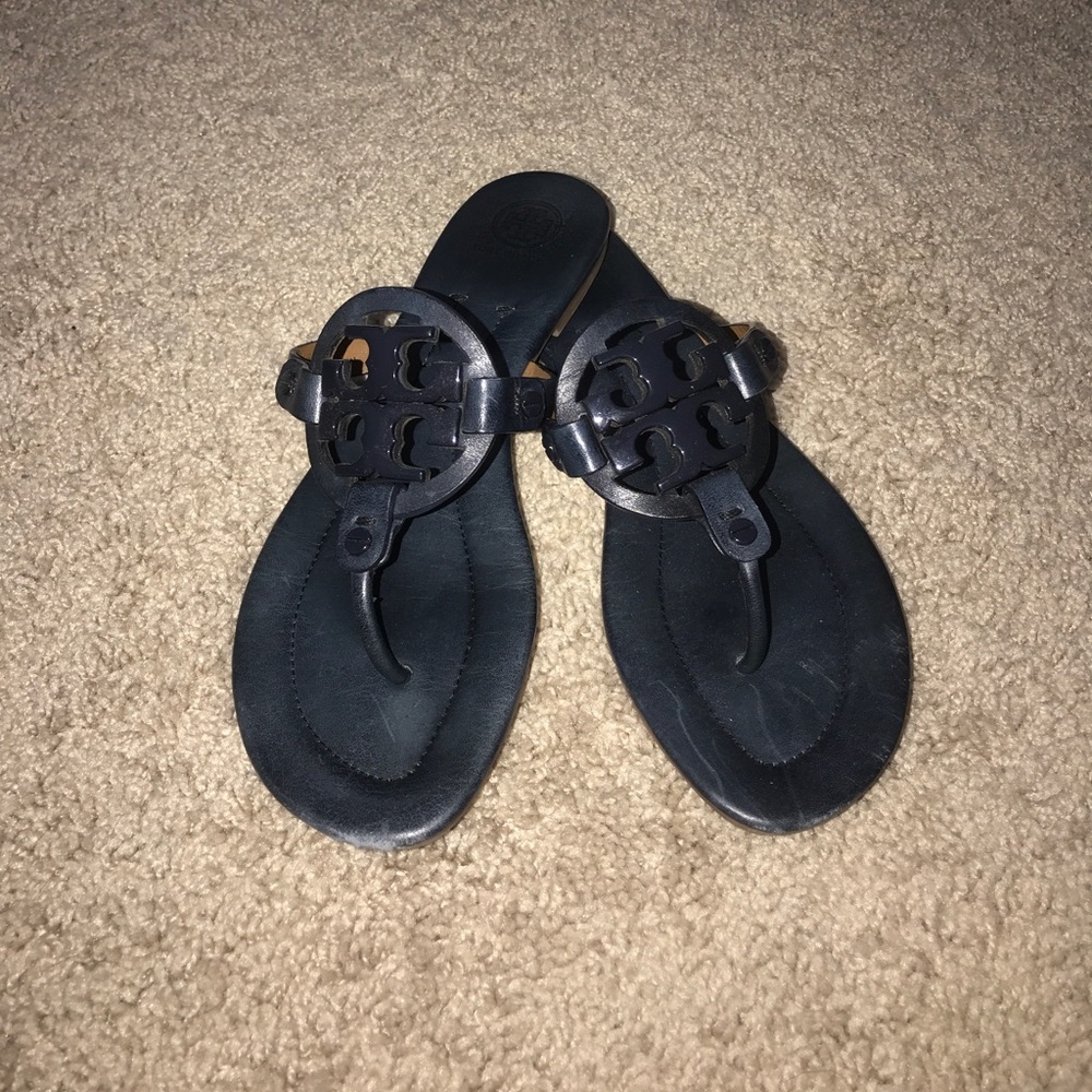 Authentic Navy Tory Burch Miller Sandals
