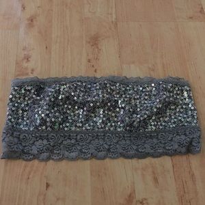 PRICE DROP!!! Sequined silver Bandeau Bra (PINK)