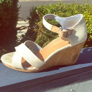 Toms cork wedge platform sandals
