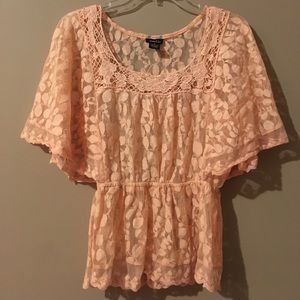 Peach Lace Butterfly Blouse