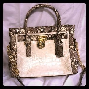 Gray and pearl Snake Skin Michael Kors bag