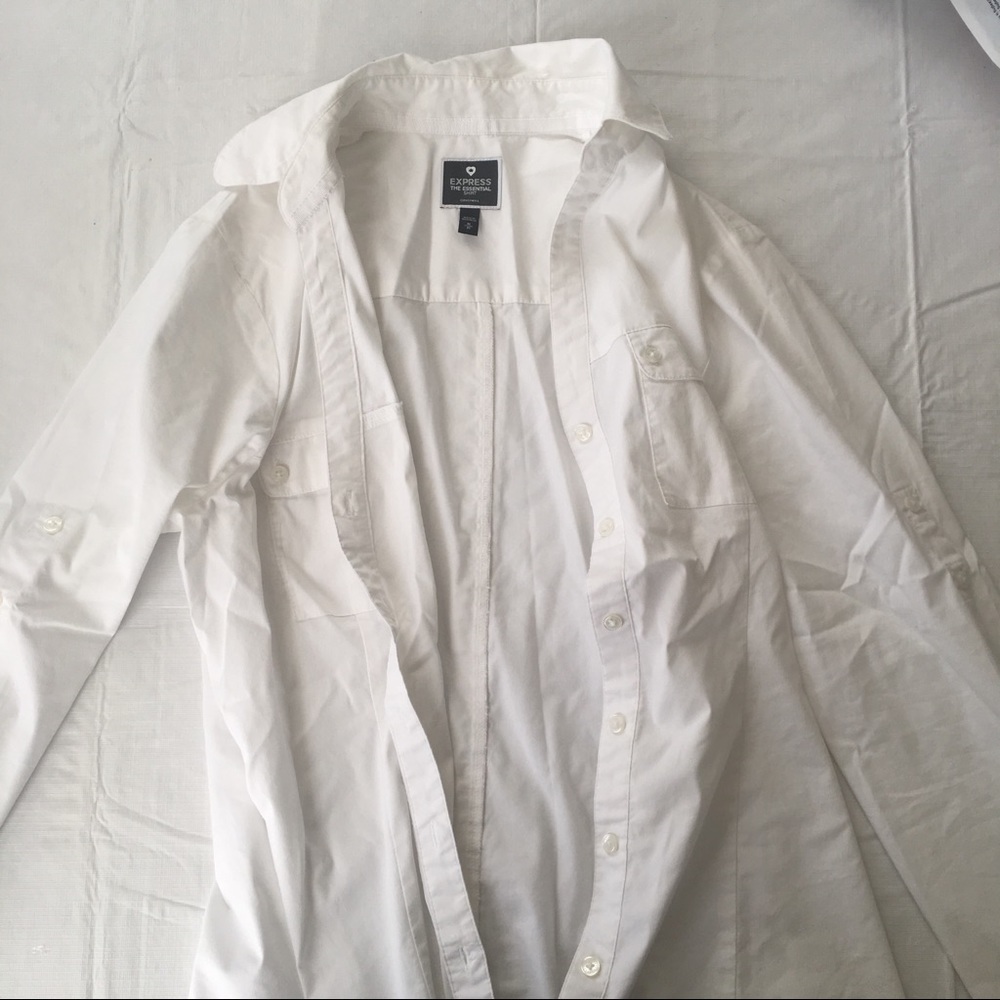 white collar button up from express