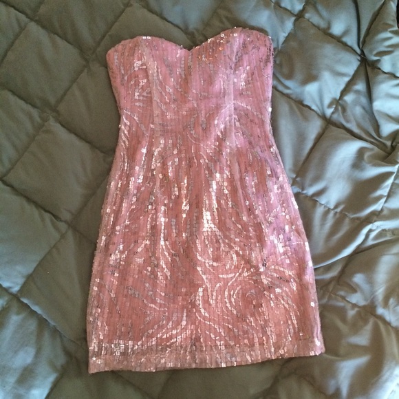 Wet Seal Dresses & Skirts - Wet Seal pink and silver strapless dress