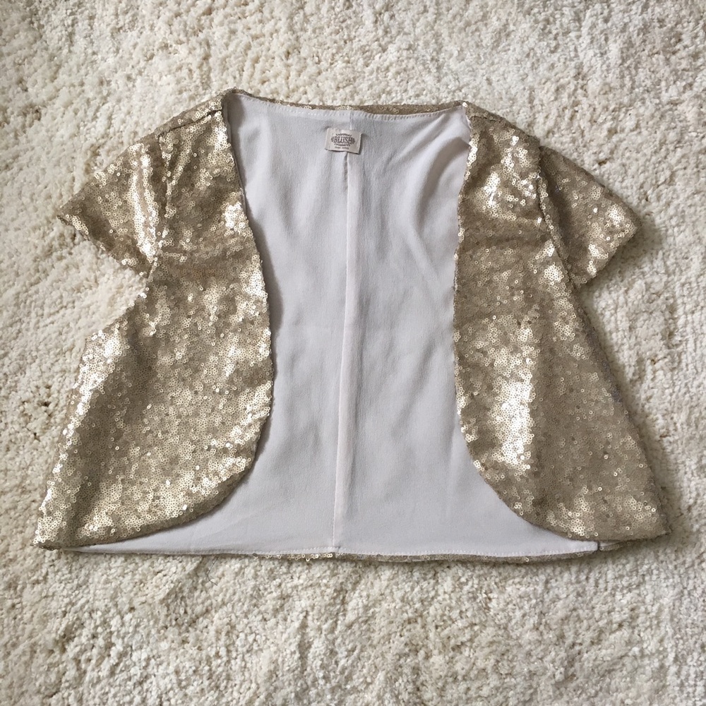 Blush champagne gold sequin bolero jacket.