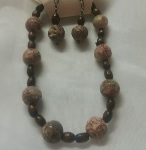 Stone bracelet and earring pair