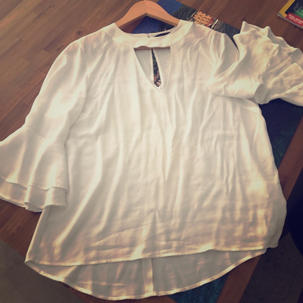Zara Choker Cut Out Ruffle Sleeve Blouse