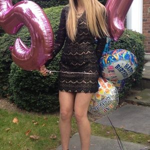 DO+BE Black and Tan Lace Long Sleeve Dress