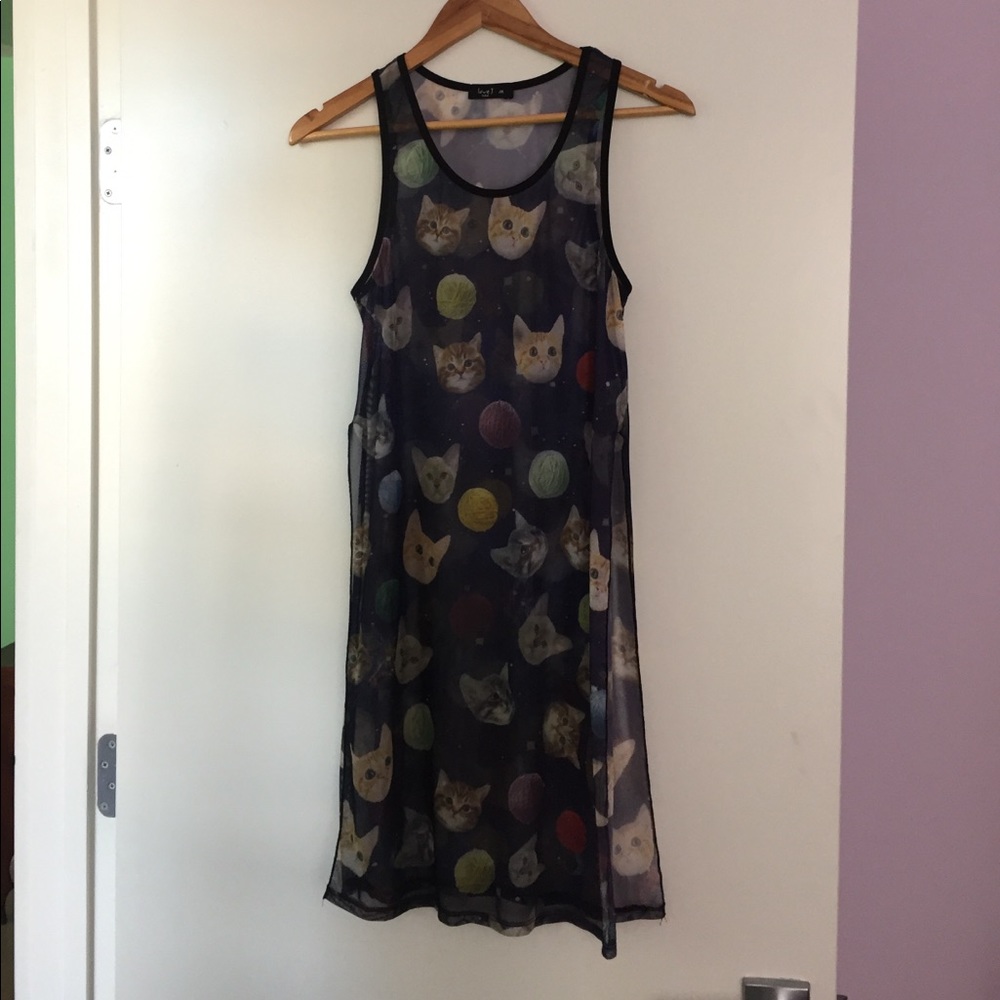 Sheer Kitten Mini Dress