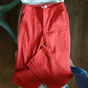 Anthropologie orange linen lined dress pant
