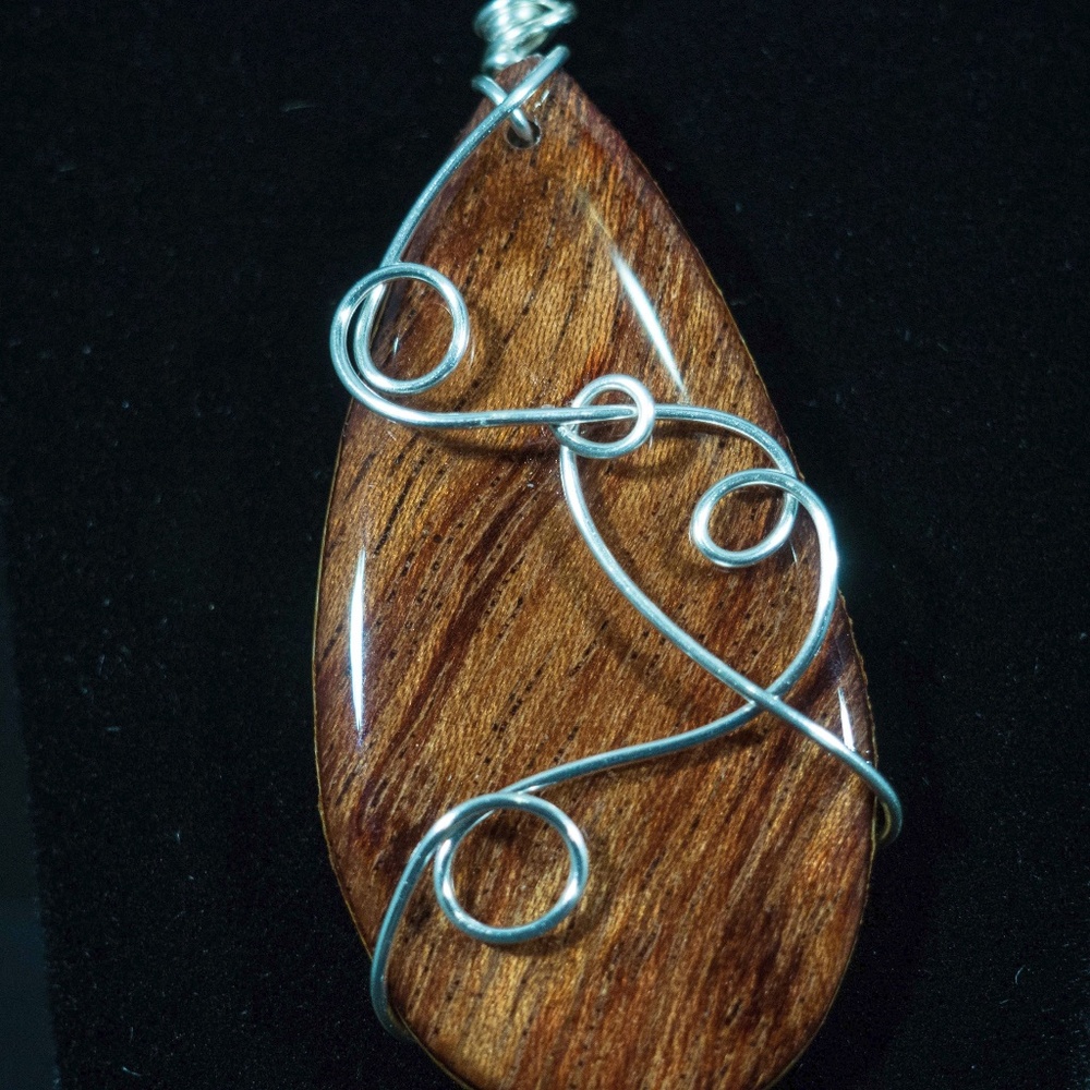 Handmade Wood and wire pendant