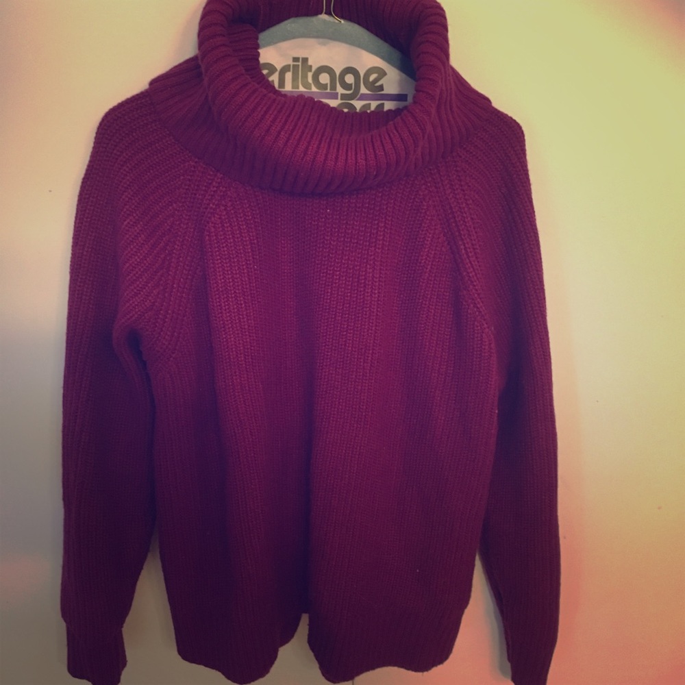 Purple/pink roll neck- cowl neck sweater