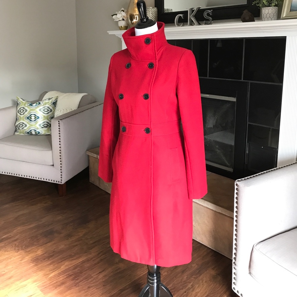 Funnel neck wool coat