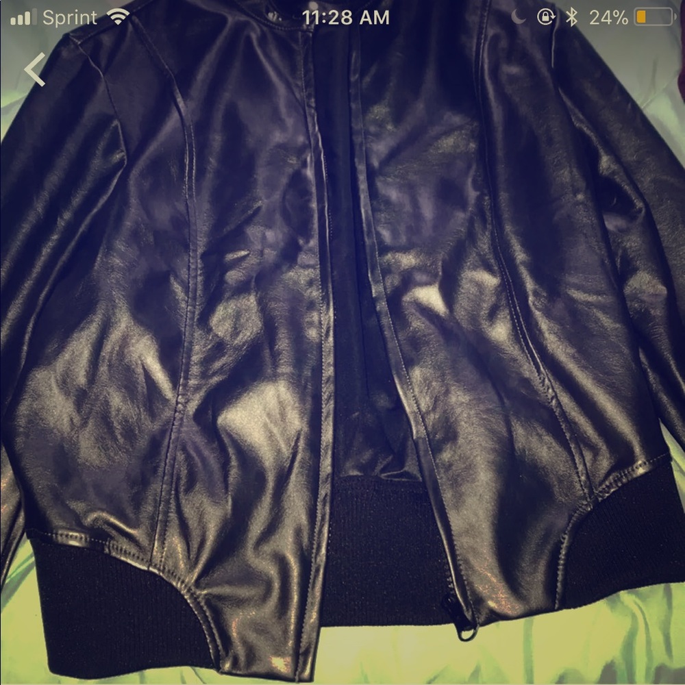 Fake leather bomber jacket