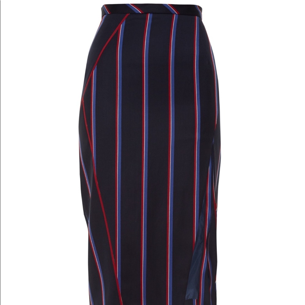 Altuzarra striped wool and cotton navy skirt