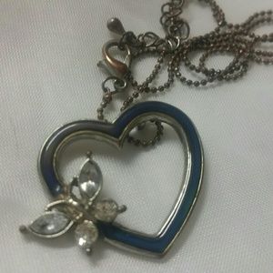 Heart mood necklace with butterfly