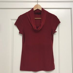 The Limited Dark Red Cowl Stretch Top