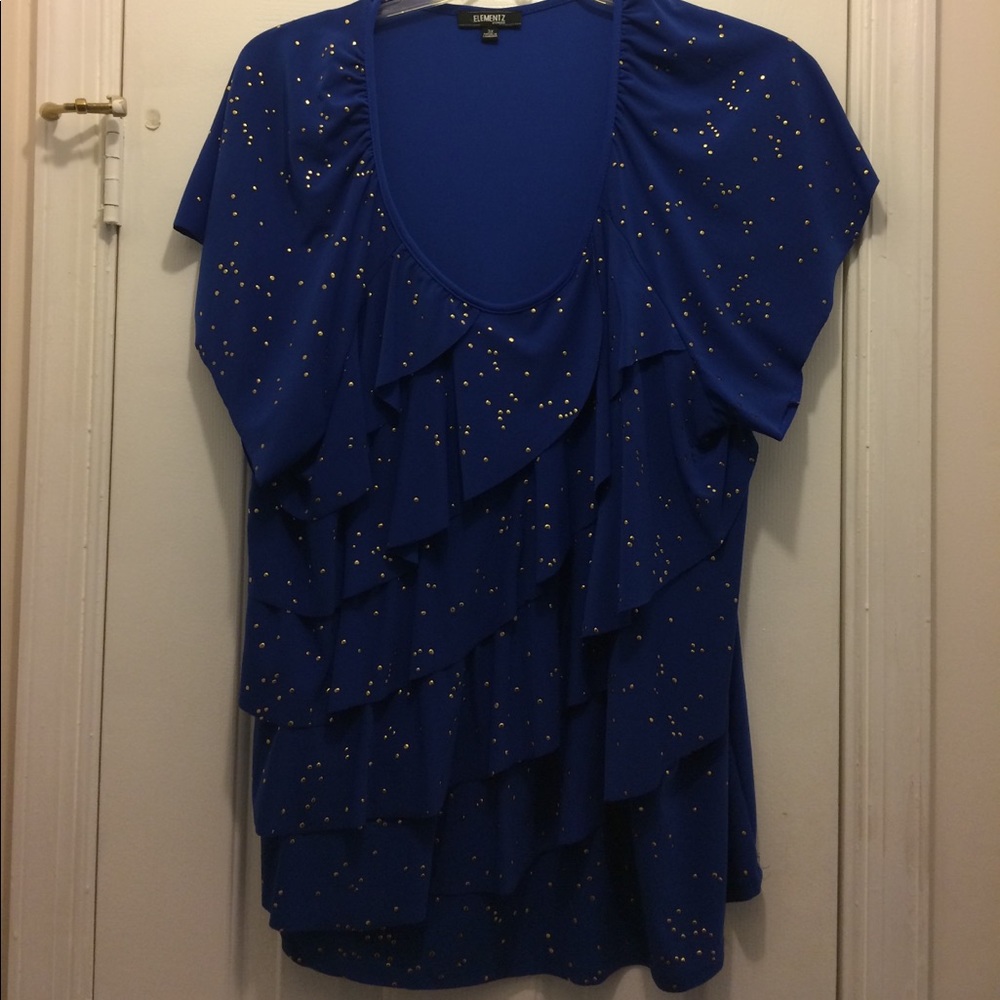 Gold Bejeweled Ruffled Top, gently used